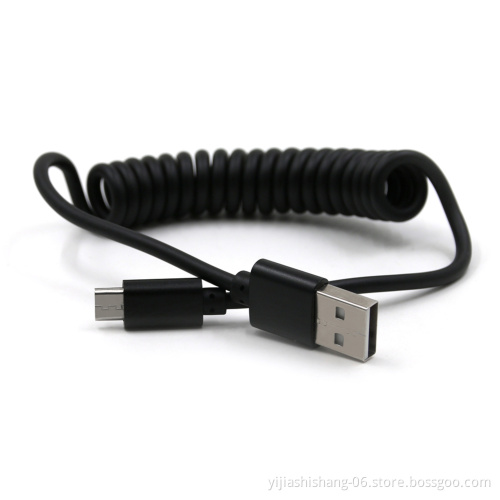 Wholesale Coiled Mini USB Cable Right-Angle 90 Degree USB 2.0A to Mini USB Spring Cable